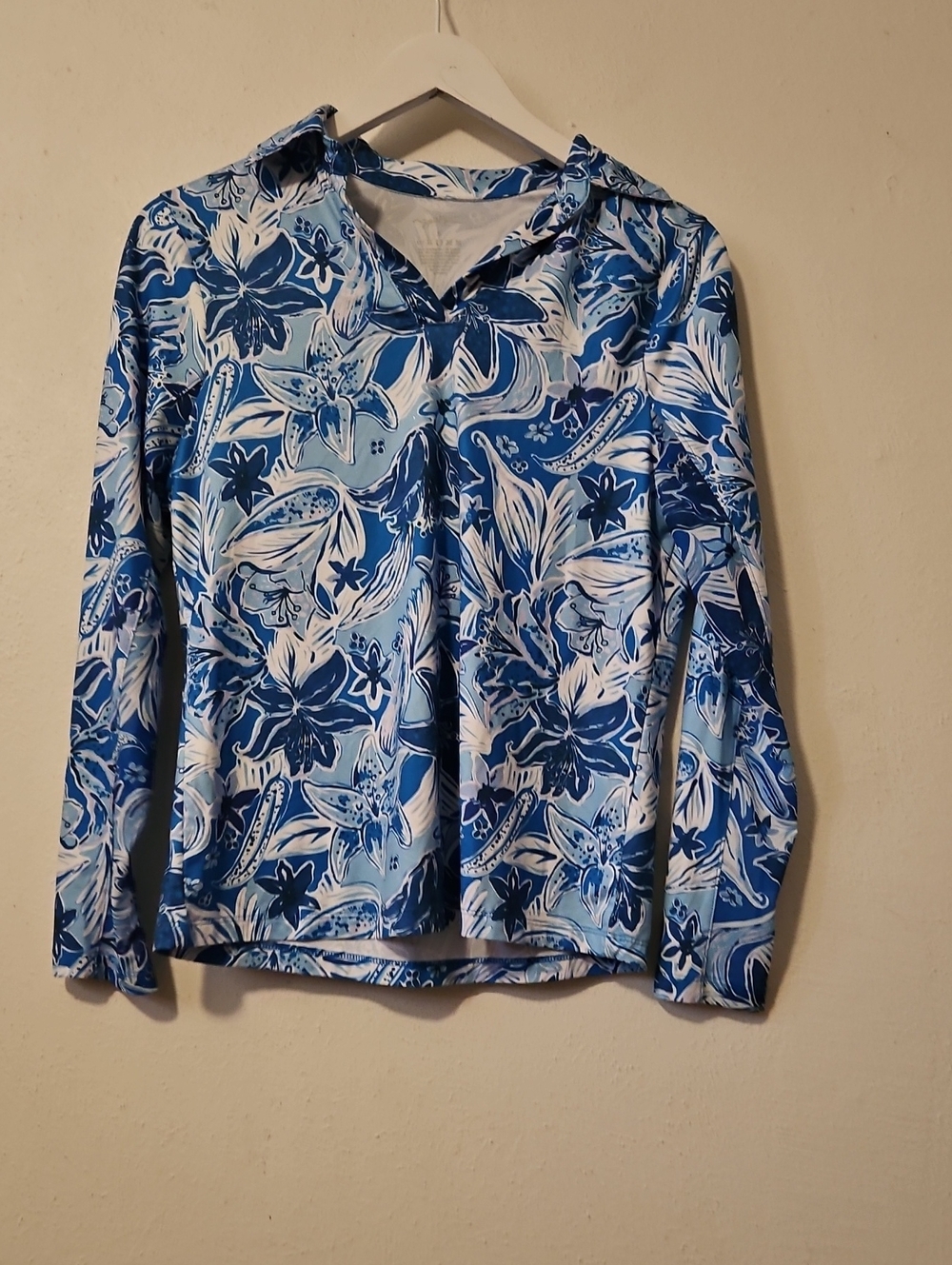 GOTTEX Floral Long-Sleeve Pullover Top - Blue